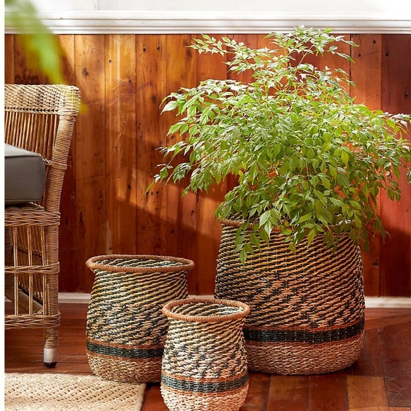 Anthropologie Other - NWT Anthropologie Diamond Stripe Woven Basket Pot Small 5”